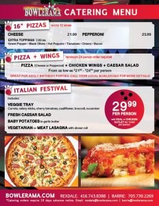 bowling catering menu
